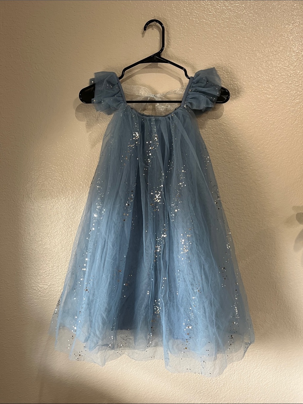 Beautiful Girls Sz 7-8 Sparkling Light Blue Tulle Party Dress Fairy Core TC0509